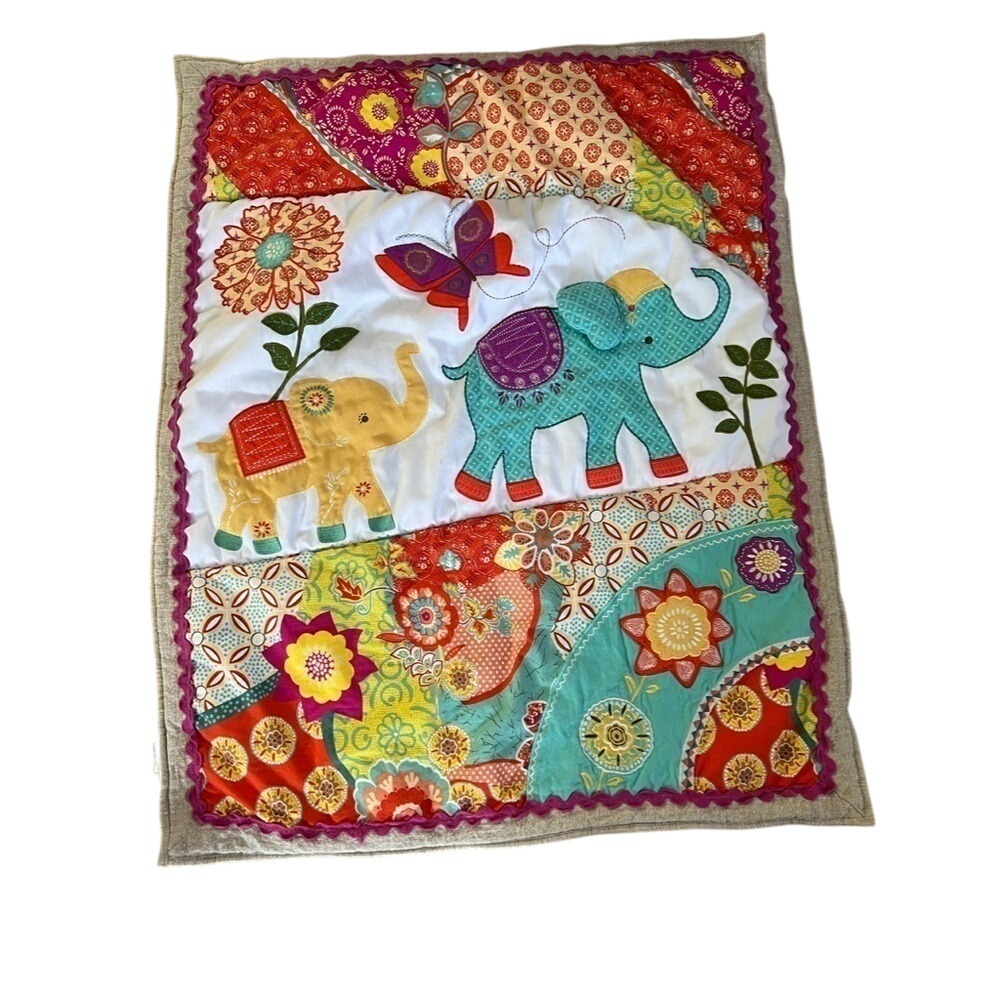Levtex baby Zahara elephant print crib quilt blanket‎